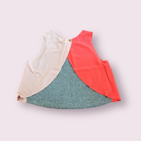 Women’s Karen Zambos Grey And Pink Open Back Mix Material Tank Top Size Large - Picture 7 of 9